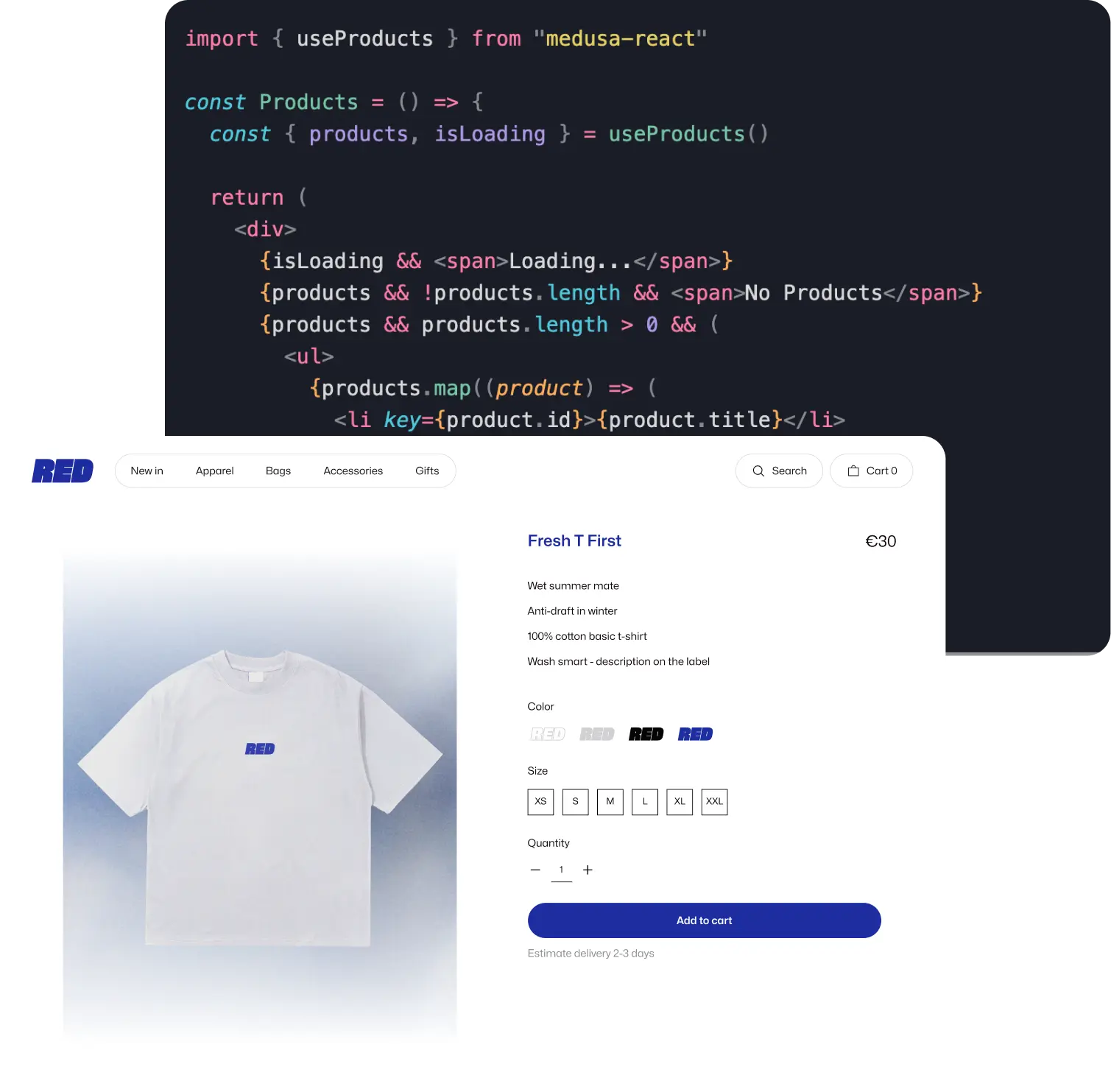 Page and code screenshot