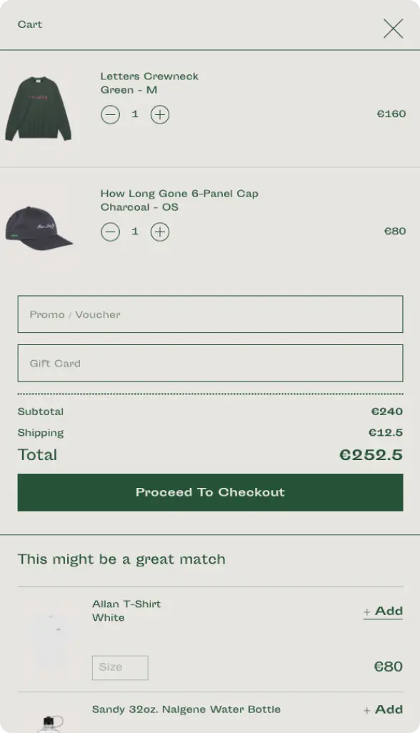 Palmes cart screenshot